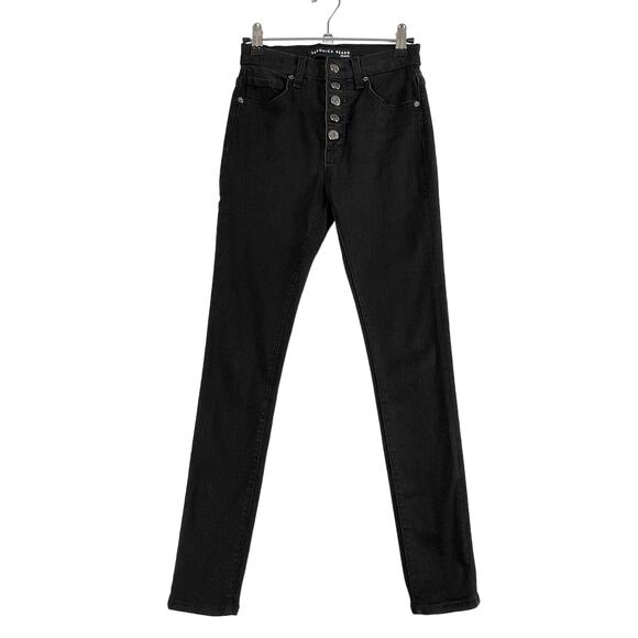 Veronica Beard Debbie Skinny High Rise Jean Ankle Coated Black Womens 0 25 Waist - Picture 1 of 9